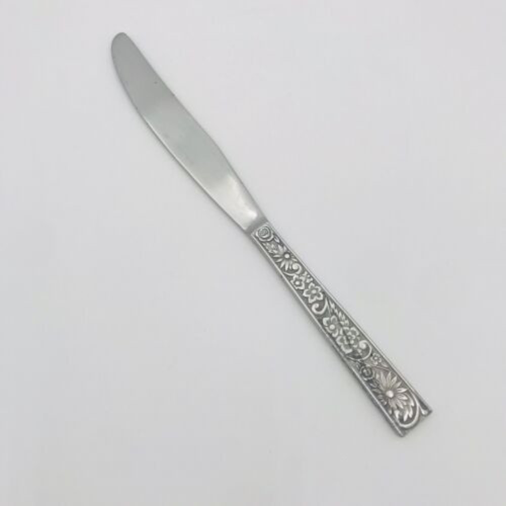 Towle Supreme Cutlery Dinner Knife SCC Leaf Velvet Stainless Japan MCM Vintage